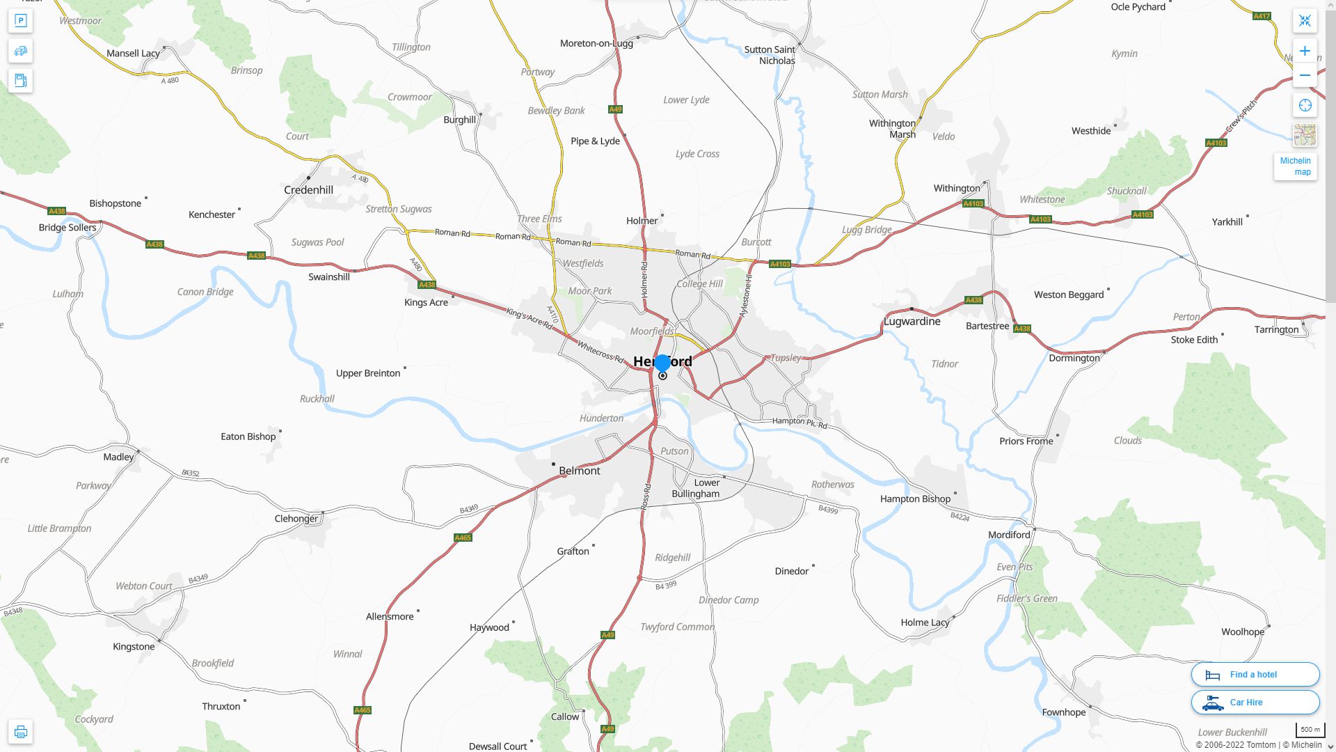Hereford Royaume Uni Autoroute et carte routiere